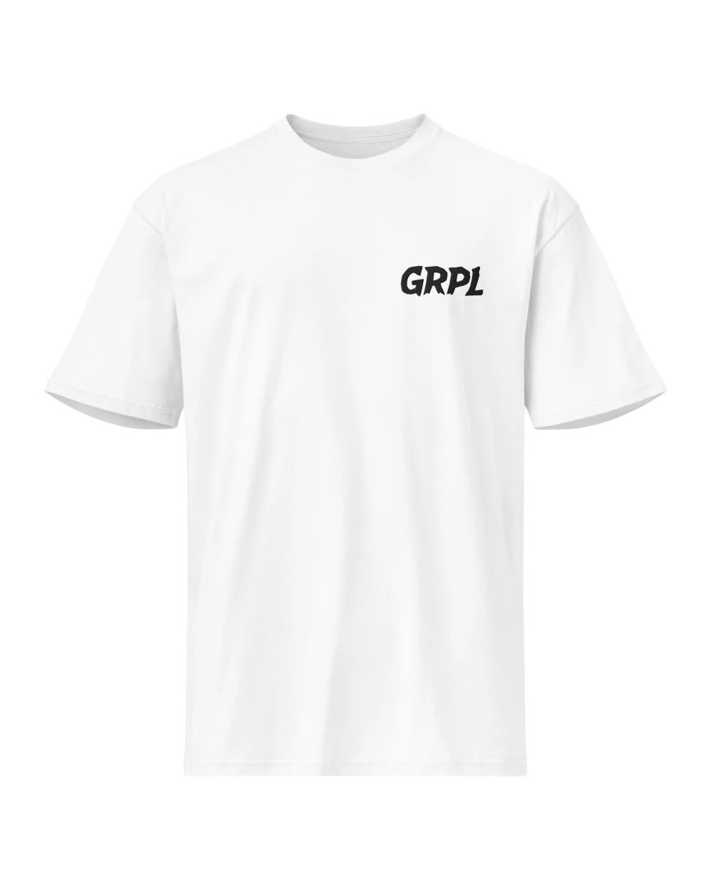 GRPL Tee (White · embroidered), front